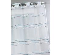 Home Maison HM6934299 Voilage de Fines Rayures Horizontales Etamine Tissée Polyester Aqua 140 x 240 cm