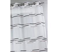 Voilage en étamine tissée de fines rayures horizontales Noir 140x240 cm