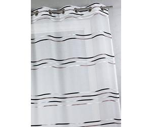 Home Maison HM6934301 Voilage de Fines Rayures Horizontales Etamine Tissée Polyester Noir 140 x 240 cm