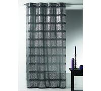 Home Maison HM6985299 Voilage Fantaisie à Imprimés Argentés Polyester Noir 130 x 240 cm