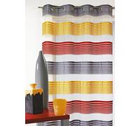 Home Maison HM6989298 Voilage à Fines Rayures Horizontales Organza Polyester Rouge 140 x 240 cm