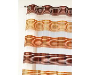 Home Maison HM6989299 Voilage à Fines Rayures Horizontales Organza Polyester Moka 140 x 240 cm