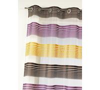 Home Maison HM6989301 Voilage à Fines Rayures Horizontales Organza Polyester Figue 140 x 240 cm