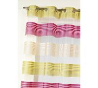 Home Maison HM6989304 Voilage à Fines Rayures Horizontales Organza Polyester Framboise 140 x 240 cm