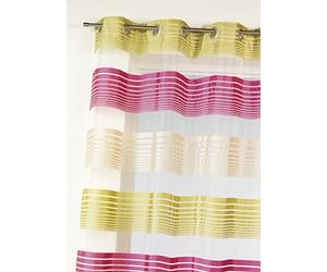 Home Maison HM6989304 Voilage à Fines Rayures Horizontales Organza Polyester Framboise 140 x 240 cm