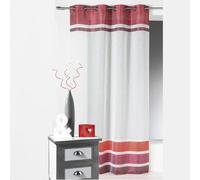 Home Maison HM6993298 Voilage à Parements Haut/Bas Rayés Etamine Polyester Rouge 140 x 240 cm