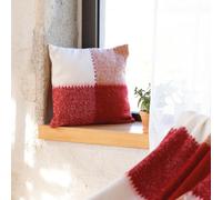 HOME MAISON - Housse de Coussin à Carreaux Aspect Mohair Polyester Bordeaux 45x45 cm