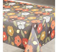 Home Maison - Nappe Anti Tache à Fleurs - 100% Polyester Enduite - Linge de Table Rectangle - Lavable en Machine - Usage Intérieur et Extérieur - 145 x 300 cm - Gris