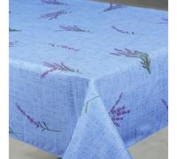 Home Maison - Nappe Anti-Tache Rectangle Motif Lavande - Polyester - Linge de Table Imperméable - Usage Intérieur Extérieur - Facile Entretien Lavable - 145 x 240 cm - Bleu
