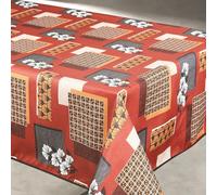 Home Maison - Nappe Anti Taches Motif Fleur et Forme Géométrique - 100% Polyester - Linge de Table Rectangle - Lavable en Machine - Usage Intérieur et Extérieur - 145 x 300 cm - Terracotta