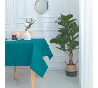 Home Maison - Nappe Carrée Enduite Antitache - 100% Polyester - Déperlant - pour Table Cuisine ou Jardin - Ourlet Qualitatif - Facile Entretien - Ø180 x 180 cm - Bleu Paon