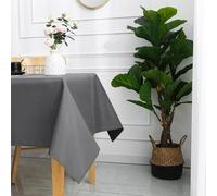 Home Maison - Nappe Carrée Enduite Antitache - 100% Polyester - Déperlant - pour Table Cuisine ou Jardin - Ourlet Qualitatif - Facile Entretien - Ø180 x 180 cm - Gris Clair
