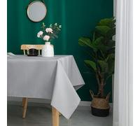 Home Maison - Nappe Carrée Enduite Antitache - 100% Polyester - Déperlant - pour Table Cuisine ou Jardin - Ourlet Qualitatif - Facile Entretien - Ø180 x 180 cm - Argent