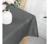 Home Maison - Nappe Rectangulaire Enduite Anti Tache - 100% Polyester - Déperlant - pour Table Cuisine ou Jardin - Ourlet Qualitatif - Facile Entretien - 145 x 240 cm - Gris Clair