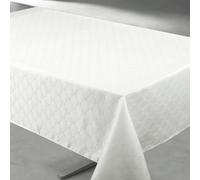 Home Maison - Nappe Rectangulaire Extérieure Esprit Bord de Mer - Polyester Enduit - Anti-Taches et Imperméable - Idéale pour Jardin et Cuisine - 145 x 240 cm - Écru