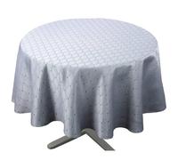 Home Maison - Nappe Ronde Extérieure Esprit Bord de Mer - Polyester Enduit - Anti-Taches et Imperméable - Idéale pour Jardin et Cuisine - Accueille 4 à 6 Convives - Ø 160 cm - Gris Clair