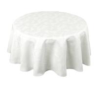 Home Maison - Nappe Ronde Extérieure Motifs Graphiques - Polyester Enduit - Anti-Taches et Imperméable - Idéale pour Jardin et Cuisine - Ø 160 cm - Écru