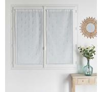 HOME MAISON - Paire de Petits voilages brodés au Style Art déco Polyester Blanc 60x120 cm
