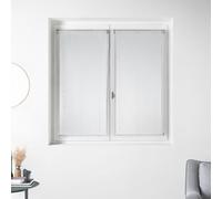 Home Maison - Paire de Petits Voilages en Organza à Rayures Argentées - Polyester - Ourlet Passe Tringle - Usage Fenêtre Cuisine Salon - 45 x 90 cm - Blanc