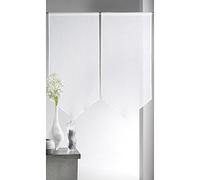 Home Maison - Paire de Petits Voilages Etamine Bas en Pointe - Polyester - Ourlet Passe Tringle - Fenêtre Salon Chambre Cuisine - 60 x 130 cm - Ivoire