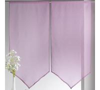 Home Maison - Paire de Petits Voilages Etamine Bas en Pointe - Polyester - Transparent Uni - pour Salon, Chambre, Cuisine, Fenêtre - Ourlet Passe Tringle - 60 x 130 cm - Couleur Lilas