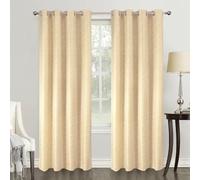 Home Maison - Paire de Rideaux Obscurcissants Style Géométrique - Polyester - Motif Carrés en Relief - pour Salon Chambre Fenêtre - 140 x 260 cm - Taupe