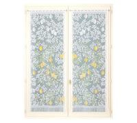 Home Maison - Paire de Vitrages Frangés Dentelle Motif Feuillage Et Fruits - 100% Polyester - Maille Jacquard - Passe-Tringle Intégré - Prêt à Poser - 60 x 160 cm - Vert