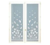 Home Maison Paire de Vitrages Frangés et Dentellés, Polyester, Blanc, 120x60 cm