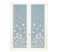Homemaison Paire de Vitrages Frangés et Dentellés, Polyester, Blanc, 160x60 cm