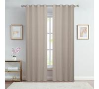 Home Maison - Paire de Voilages Unis Effet Nuage - Polyester 100% - Tamisant et Transparent - 8 Œillets Métalliques - Installation Facile - 140 x 240 cm - Taupe
