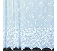 Home Maison - Panneau Dentelle Modulable à Galon Fronceur - Maille Jacquard 100% Polyester - Découpe Facile sans Couture - Installation Rapide avec Crochets - 300 x 240 cm - Blanc