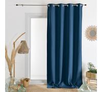 Home Maison QABANE - Rideau en Flanelle - Polyester - Tamisant Occultant Partiel avec Œillets - Filtrant Lumière pour Chambre, Salon, Cuisine, Bureau - 140 x 260 cm - Bleu