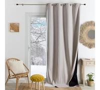 Home Maison QABANE - Rideau Thermique Phonique KONFOR - Flanelle Polyester - Occultant Isolant Froid et Bruit - Chambre Salon Bureau - 8 Oeillets - 140 x 260 cm - Naturel