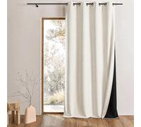 Home Maison QABANE - Rideau Thermique Phonique KONFOR - Flanelle Polyester - Occultant Isolant Froid et Bruit - Chambre Salon Bureau - 8 Oeillets - 140 x 300 cm - Blanc Cassé