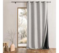 Home Maison QABANE - Rideau Thermique Phonique KONFOR - Flanelle Polyester - Occultant Isolant Froid et Bruit - Chambre Salon Bureau - 8 Oeillets - 140 x 180 cm - Naturel
