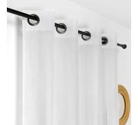 Home Maison QABANE - Voilage Ignifugé Certifié Non Feu M1 - Polyester - Sécurité Incendie ERP - 8 Œillets Ronds - Usage Domestique et Professionnel - 300 x 240 cm - Blanc