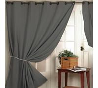 HOME MAISON - Rideau 100% occultant ignifugé m1 Non feu Gris Polyester Gris Clair 240x260 cm