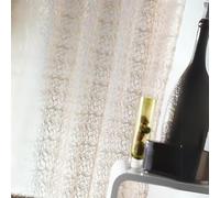 Home Maison - Rideau Ameublement en Filet Brodé - Polyester - 8 Œillets Ronds Ø 4 cm - Tamisants pour Salon Chambre - Finition Ourlet - 150 x 260 cm - Taupe