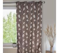 Home Maison - Rideau Ameublement en Jacquard Motifs Galets - Polyester - 8 Œillets Métal Ø 4 cm - Salon Chambre Bureau - 135 x 260 cm - Marron Chocolat