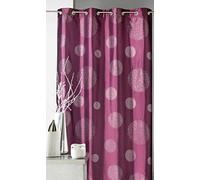 Home Maison - Rideau Ameublement en Taffetas Imprimé Argent - Polyester à Motifs - Occultant Anti Bruit - pour Salon et Chambre - 8 Œillets Ø 4 cm - 140 x 260 cm - Taupe