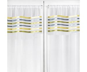 Home Maison - Rideau Droit à la Paire en Etamine Rayures Horizontales - Polyester - Prêt-à-Poser avec Ourlet Passe Tringle - pour Fenêtres de Salon et Chambre - 70 x 160 cm - Vert Clair