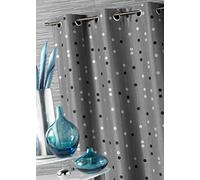 Home Maison - Rideau Effet Boules Tissées - Shantung Imprimé Polyester - 8 Œillets Ronds Argent Ø 4 cm - Rideau d'Ameublement Salon Chambre - 140 x 260 cm - Gris Clair