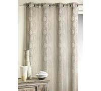 Home Maison - Rideau en Jacquard avec Imprimés Cercle - Polyester - Tamisant pour Salon et Chambre - Prêt à Poser avec Œillets - 140 x 260 cm - Gris Clair