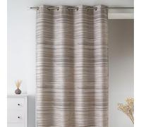 Home Maison - Rideau en Jacquard Fantaisie et Graphique - Polyester - Tamisant - 8 Œillets Ronds Argentés - Prêt-à-Poser - Salon, Chambre - 140 x 260 cm - Taupe