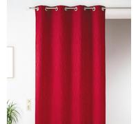 Home Maison - Rideau en Jacquard Fantaisie - Polyester 100% - Imprimés Ton sur Ton - Tamisant avec Œillets Ronds Argentés Ø 4 cm - Idéal pour Salon ou Chambre - 135 x 260 cm - Bordeaux