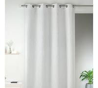 Home Maison - Rideau en Jacquard Fantaisie - Polyester 100% - Imprimés Ton sur Ton - Tamisant avec Œillets Ronds Argentés Ø 4 cm - Idéal pour Salon ou Chambre - 135 x 260 cm - Ivoire