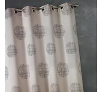 Home Maison - Rideau Jacquard Imprimé Rond Chiné - 100% Polyester - Tamisant et Isolant - Prêt-à-Poser avec Oeillets - Salon Chambre - 140 x 260 cm - Taupe