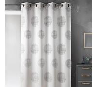 Home Maison - Rideau Jacquard Imprimé Rond Chiné - 100% Polyester - Tamisant et Isolant - Prêt-à-Poser avec Oeillets - Salon Chambre - 140 x 260 cm - Gris Clair