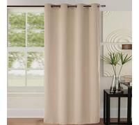 Home Maison - Rideau Occultant Uni Coloré - Polyester - Tissu 260 g/m² - 8 Œillets Ronds Argent - Isolation Thermique et Phonique - Chambre Salon Bureau - 700g - 140 x 260 cm - Beige
