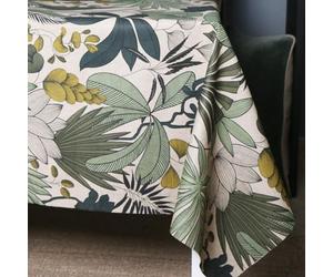 HOME MAISON Sud Etoffe - Nappe rectangulaire en Coton Enduit Vert Emeraude 150x250 cm
